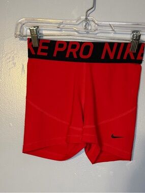 Nike Red Bike Shorts with Black Pro Waistband
